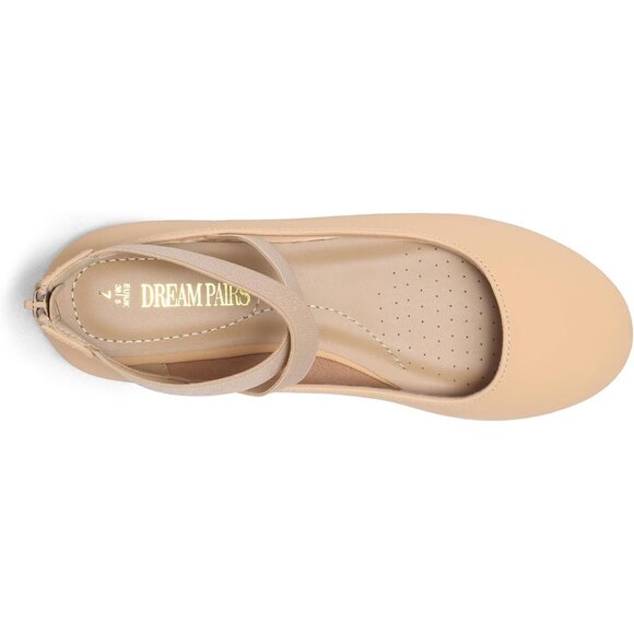 Dream Pairs Women Nubuck Faux Suede Flats Comfortable Elastic Ankle Straps Shoes - Picture 3 of 7